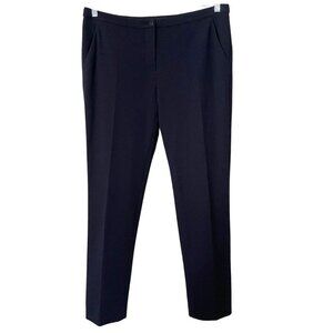 EMPORIO ARMANI WOMEN'S NAVY TEXTURED PLEATED SLIM FIT TROUSERS - XL (IT46)